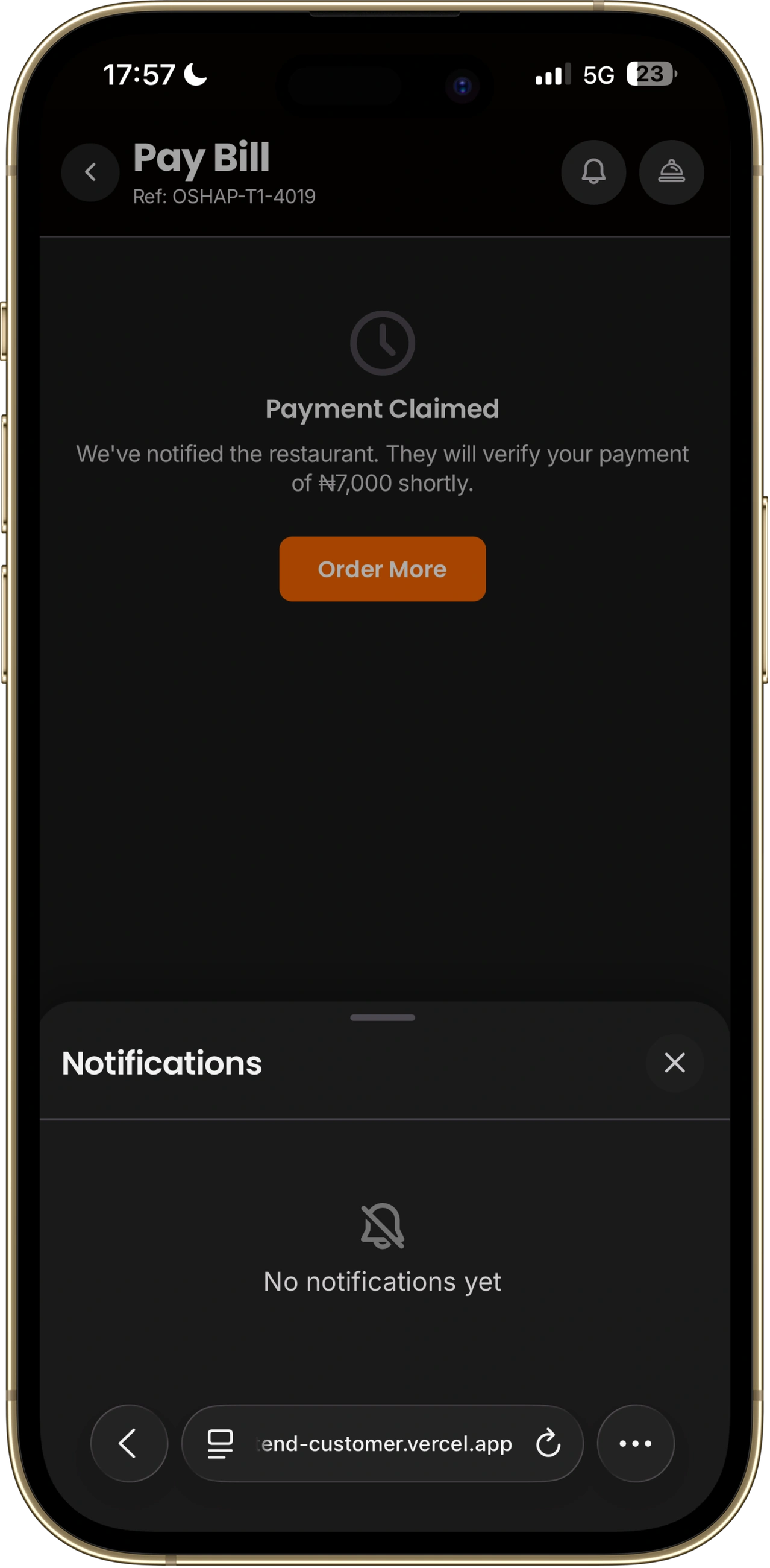 Oshap Notification center
